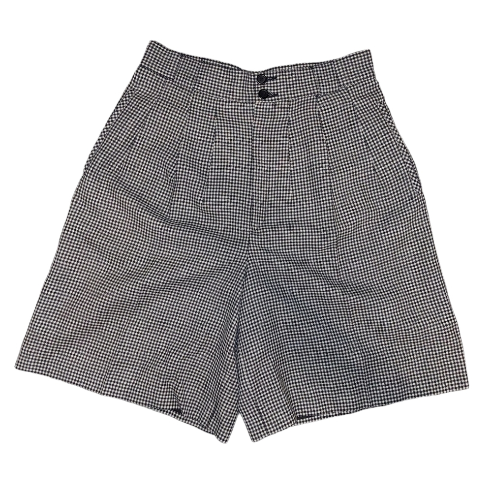 Collectible Gold Giorgio Sant’ Angelo Womans Shorts B&W Houndstooth Wool